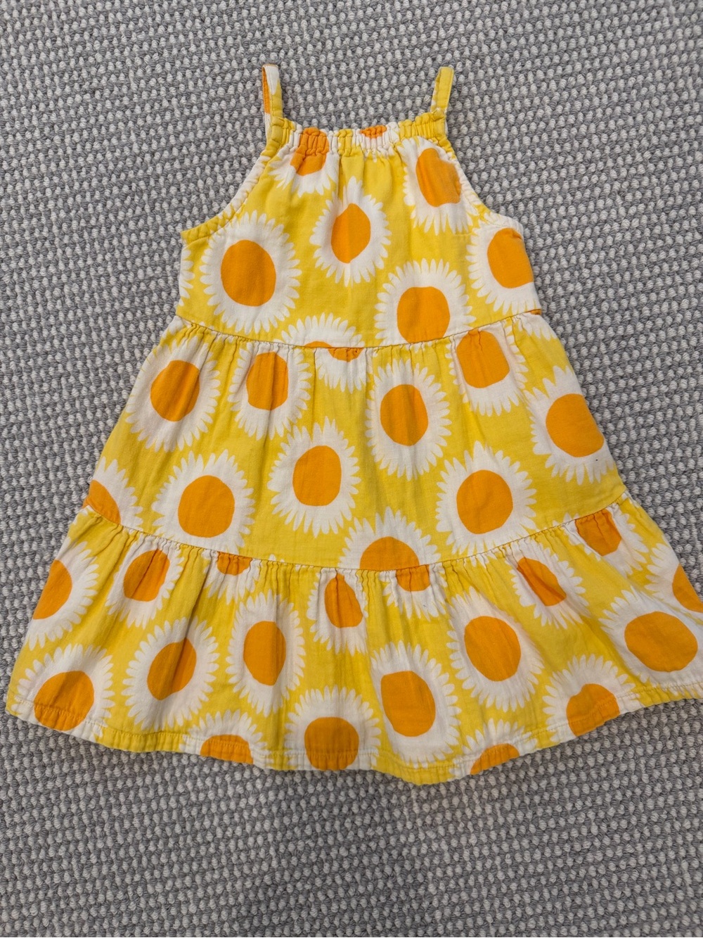Hanna Andersson Yellow Woven Sunflower Print Girls' Tiered Sundress Size 4T